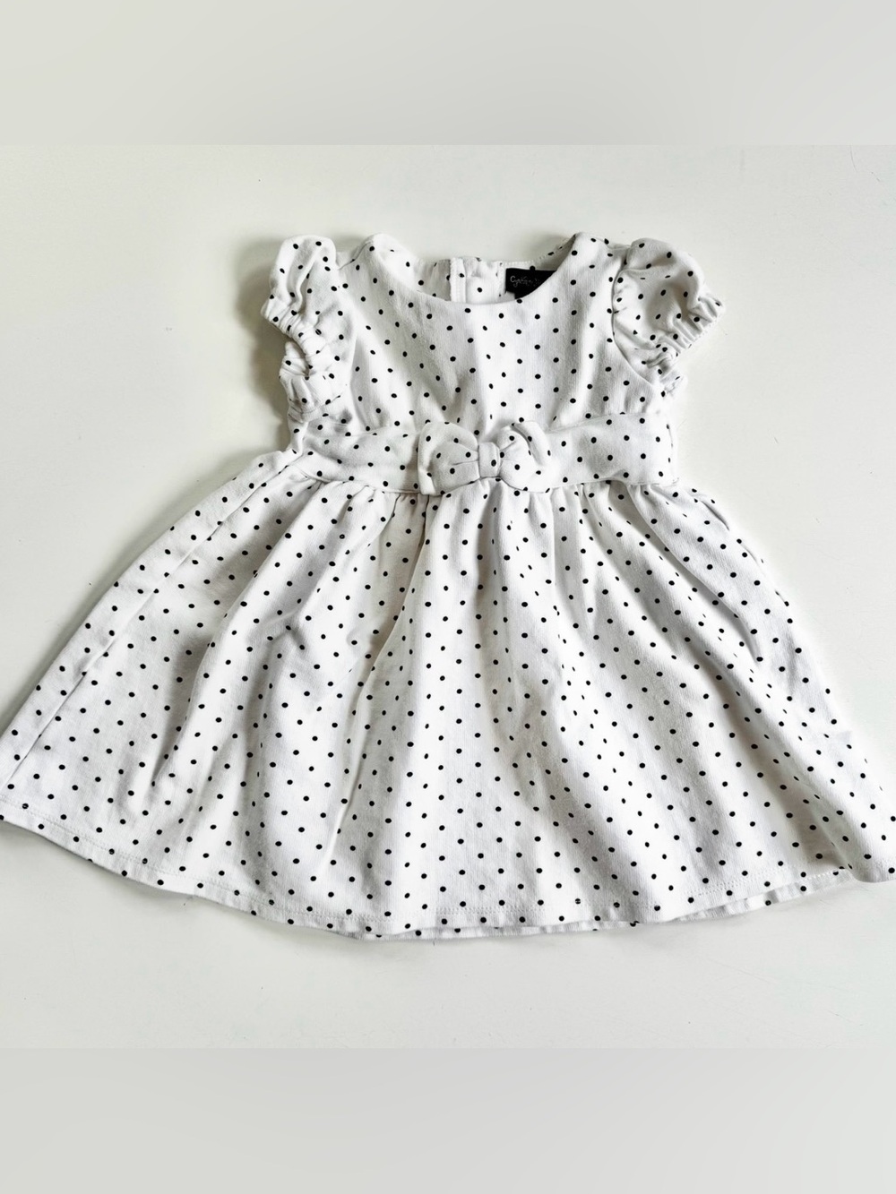 Cynthia Rowley Girls Toddler 4T Dress White Black Polka Dots With Bow